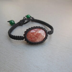 Sun stone bracelet -  Gemstone macrame bracelet